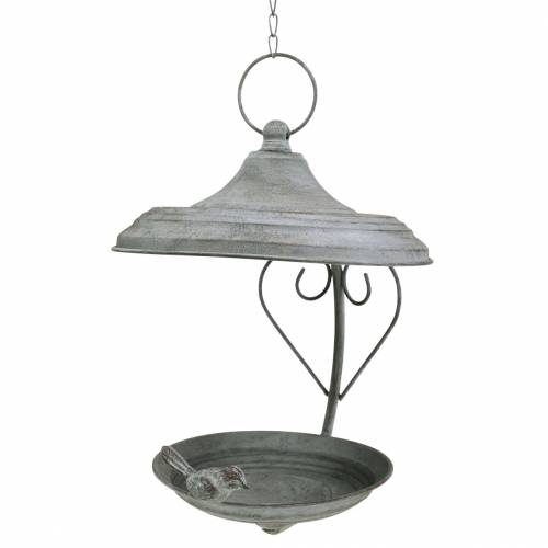 Karmnik wiszący metalowy szary, rdzawy, biały myty Ø21cm H27cm