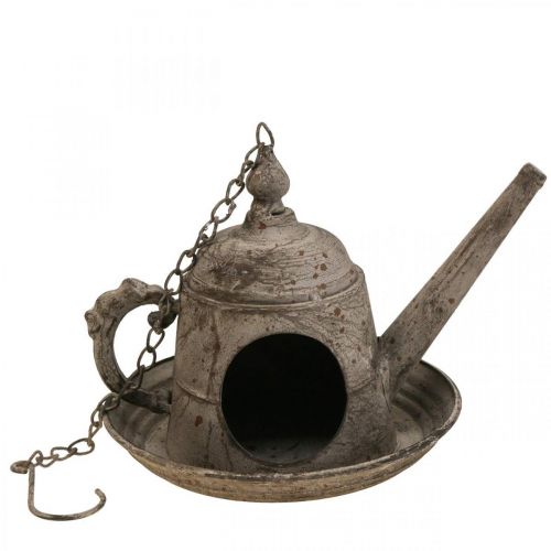 Floristik24 Dekoracyjny domek dla ptaków vintage ozdobny metalowy dzbanek do zawieszenia wys. 51 cm