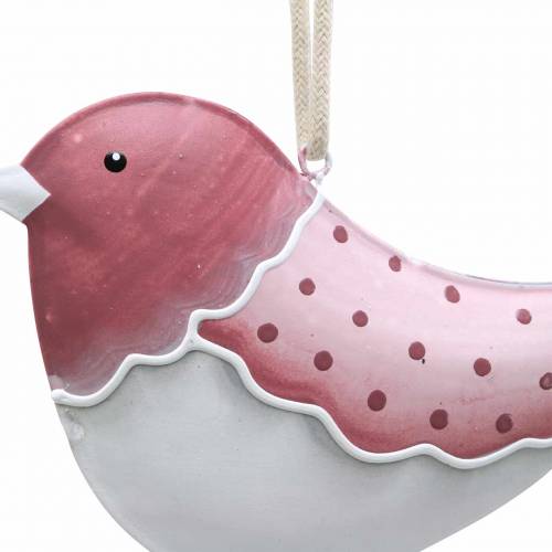 Floristik24 Wiszący Ptak Biały, Staroróżowy Asortyment Metal 9cm 3szt.