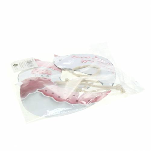 Floristik24 Wiszący Ptak Biały, Staroróżowy Asortyment Metal 9cm 3szt.
