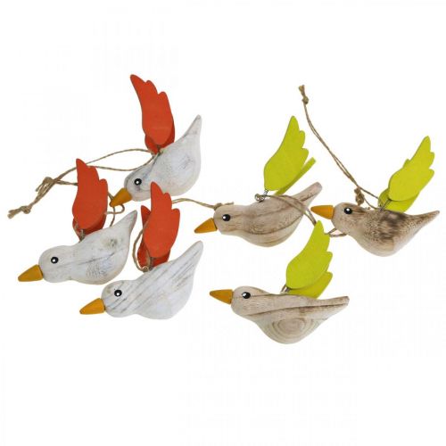 Floristik24 Drewniane ptaszki dekoracyjne do powieszenia ptaka wiosenna dekoracja 10,5cm 6szt