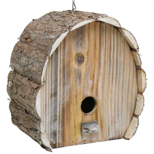 Produkt Dekoracyjna budka lęgowa domek dla ptaków drewniany wystrój ogrodu naturalna biel myta wys. 22 cm szer. 21 cm