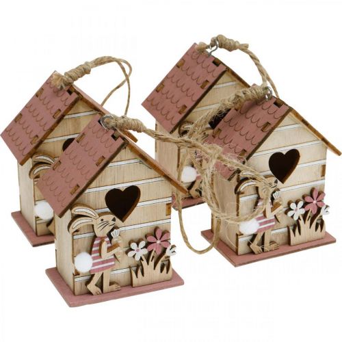 Floristik24 Birdhouse Wisząca Wiosna Dekoracyjna Birdhouse Bunny Dekoracje wielkanocne 4szt