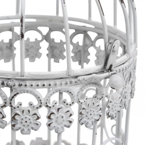 Floristik24 Deco Woliera Shabby Biała Klatka dla Ptaków Metalowa Dekoracja Ø10cm W17cm