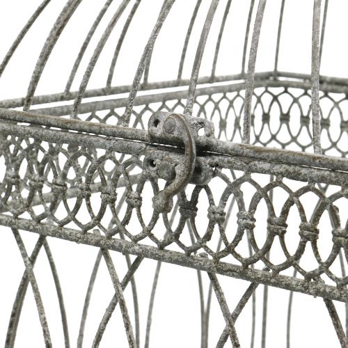 Floristik24 Ptasia woliera vintage kwadratowa szara 21/17cm 2szt