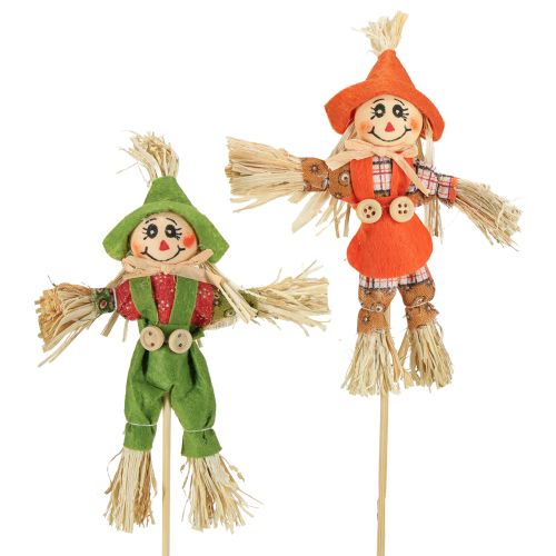 Paliki do kwiatów stracha na wróble zielono-pomarańczowe wys. 16 cm 16 szt.