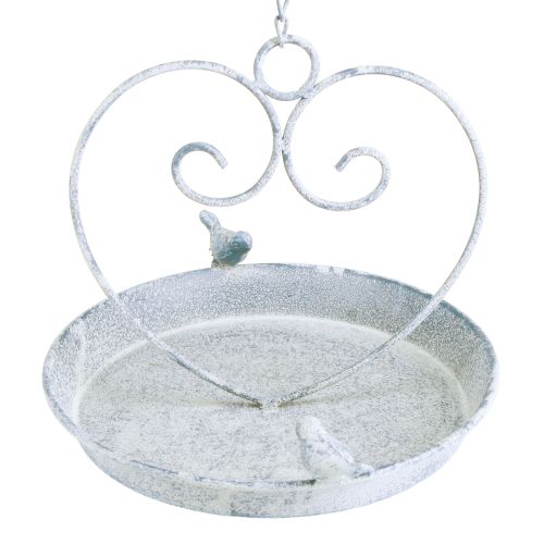 Produkt Dekoracja metalowa do kąpieli dla ptaków w kształcie serca, biało-niebieska, wisząca, Ø21,5 cm