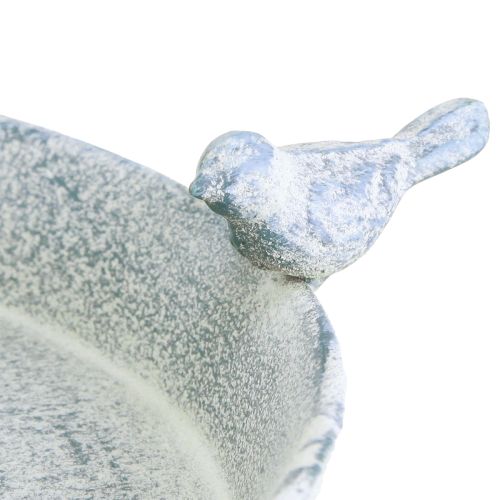Produkt Dekoracja metalowa do kąpieli dla ptaków w kształcie serca, biało-niebieska, wisząca, Ø21,5 cm