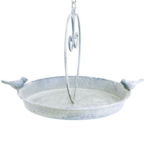 Produkt Dekoracja metalowa do kąpieli dla ptaków w kształcie serca, biało-niebieska, wisząca, Ø21,5 cm