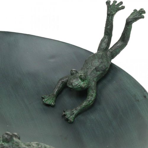 Floristik24 Kąpiel dla ptaków z żabami, metalowa wanienka dla ptaków, zielony, antracytowy wygląd, Ø28,5 cm W13,5 cm