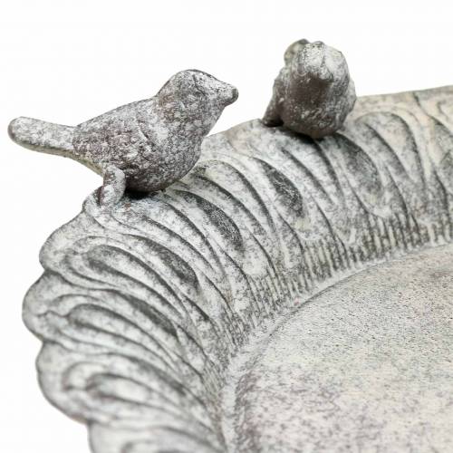 Floristik24 Wanna dla ptaków na podstawie Metal Grey, White Washed Ø28,3cm H26,5cm