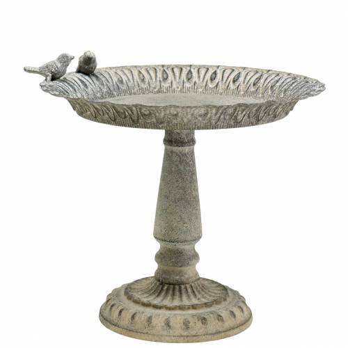 Floristik24 Wanna dla ptaków na podstawie Metal Grey, White Washed Ø28,3cm H26,5cm