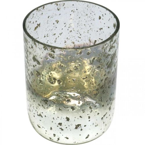 Produkt Szklana świeca dwukolorowa szklana latarnia wazonowa przezroczysta, srebrna W14cm Ø10cm