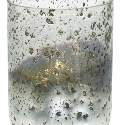 Floristik24 Szklana świeca dwukolorowa szklana latarnia wazonowa przezroczysta, srebrna W14cm Ø10cm