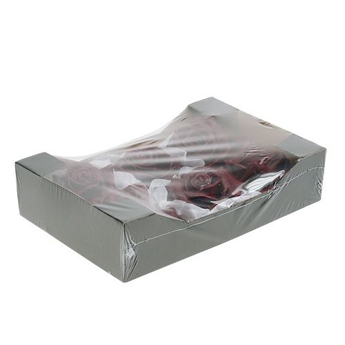 Floristik24 Róża woskowa ciemnoczerwona Ø10cm 6szt.