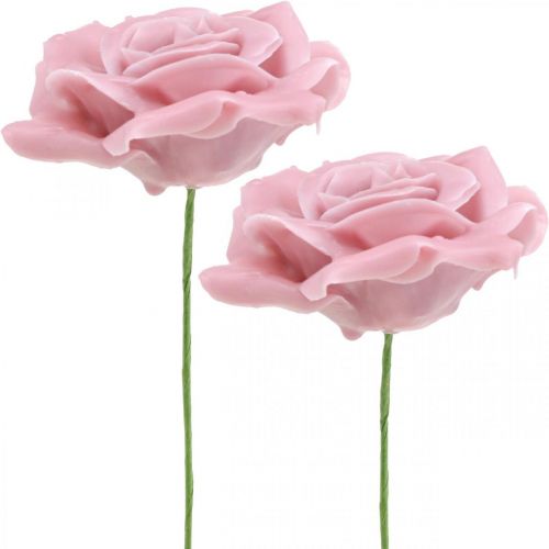 Floristik24 Różyczki woskowe deco różyczki wosk różowe Ø8cm 12szt