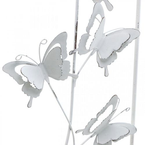 Produkt Butterfly Wisząca Wiosna Metal Wall Art Shabby Chic Biały Srebrny H47.5cm