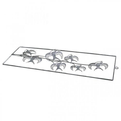 Produkt Metalowa ozdoba do zawieszenia, jaskółki, dekoracja ścienna Srebrna, sprana biel W47,5cm