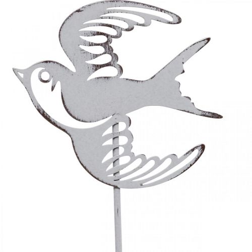 Produkt Dekoracja jaskółka, dekoracja ścienna wykonana z metalu, ptaszki do powieszenia białe, srebrne shabby chic wys.47,5 cm