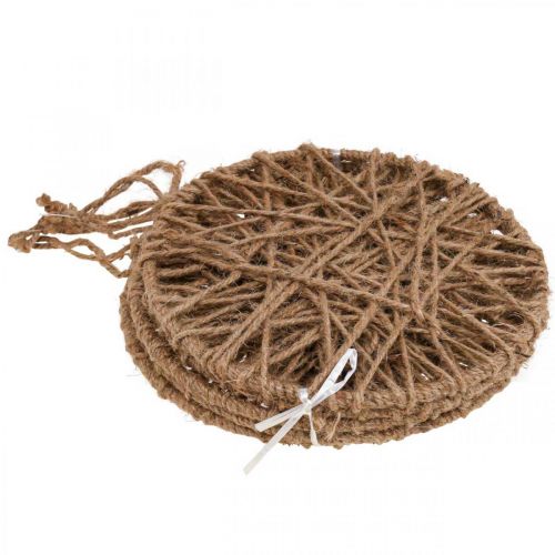 Floristik24 Dekoracja ścienna w stylu boho, ozdobny pierścień wstążka jutowa Ø23cm 5szt