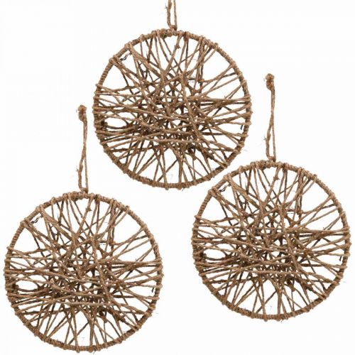 Dekoracja ścienna w stylu boho, ozdobny pierścień wstążka jutowa Ø23cm 5szt