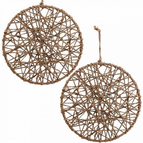 Floristik24 Dekoracja ścienna w stylu boho, ozdobny pierścień wstążka jutowa Ø28,5 cm 4 szt