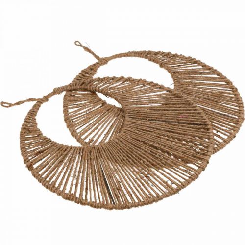 Produkt Dekoracja ścienna w stylu boho, ozdobny pierścień wstążka jutowa Ø38,5cm 2szt