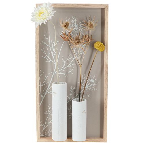 Produkt Dekoracja ścienna Mural Drewno Mini wazony Ceramiczne Białe H35cm