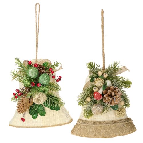 Produkt Dekoracja ścienna dzwonek świąteczny juta mix wys. 20cm 2 szt.