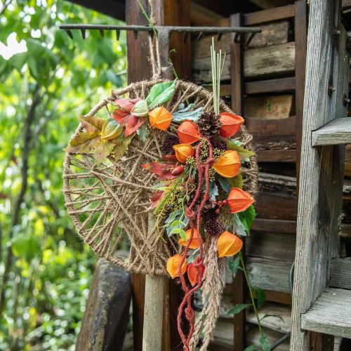 Floristik24 Dekoracja ścienna w stylu boho, ozdobny pierścień wstążka jutowa Ø28,5 cm 4 szt