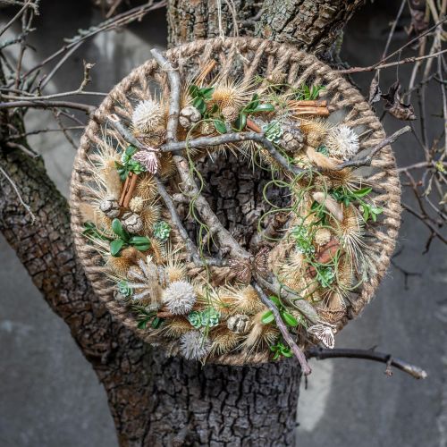 Floristik24 Dekoracja ścienna w stylu Boho, ozdobna wstążka jutowa Ø38cm