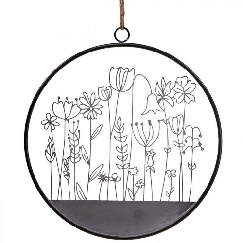 Produkt Dekoracja ścienna kwiatek pierścionek dekoracja letnia metal szary/czarny Ø38cm