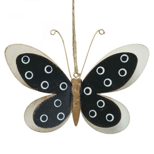 Wall Art Butterfly Deco Czarny Biały Złoty Metal 15cm