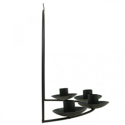 Produkt Świecznik Ścienny Czarny Metalowy Świecznik 35×24cm