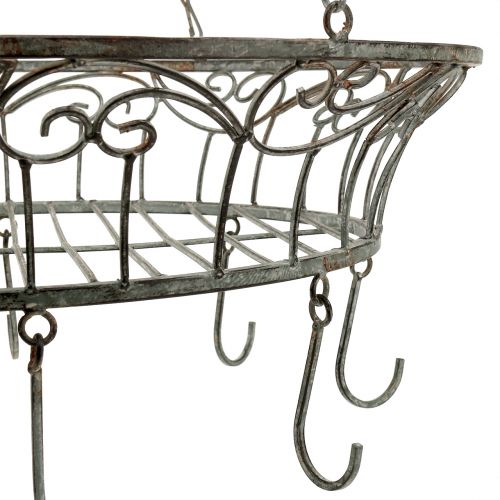 Floristik24 Kosz metalowy zdobiony do zawieszenia 63cm szaro-brązowy