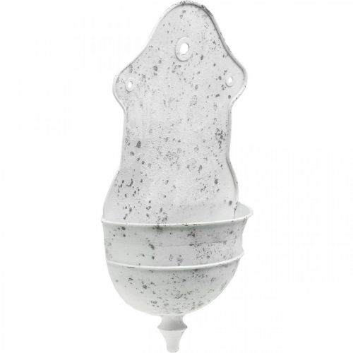 Produkt Shabby Chic Miska Ścienna Metalowa Półokrągła Biała 24cm×10cm×47cm