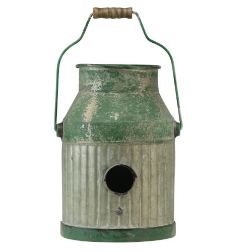 Produkt Dekoracyjny metalowy domek dla ptaków, dzbanek na mleko, wysokość 26 cm