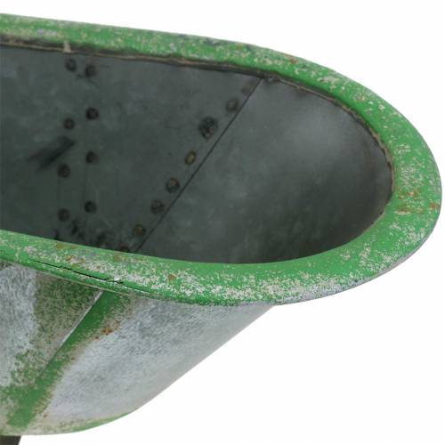 Floristik24 Deco Tub Metal Used Silver, Green 44,5cm x18,5cm x 15,3cm