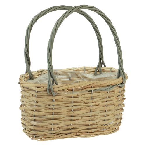 Floristik24 Kosz wiklinowy worek na rośliny kosz naturalny szary 26,5x14x30cm