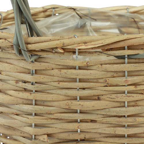 Floristik24 Kosz wiklinowy worek na rośliny kosz naturalny szary 26,5x14x30cm