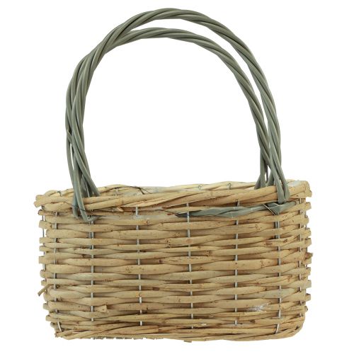 Floristik24 Kosz wiklinowy worek na rośliny kosz naturalny szary 26,5x14x30cm