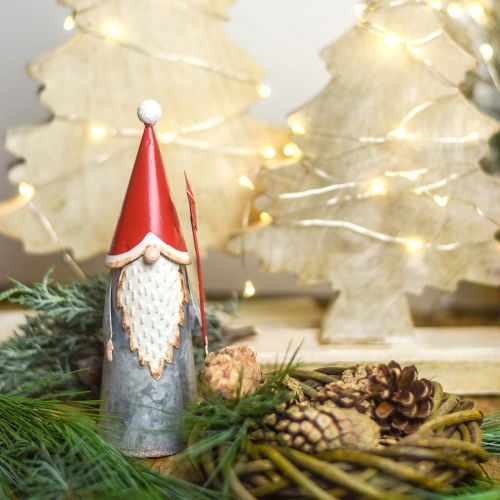 Floristik24 Świąteczny elf z gwiazdą 18cm czerwony, szary metal 2szt