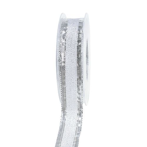 Floristik24 Wstążka świąteczna z drucianym brzegiem srebrna 25mm 20m