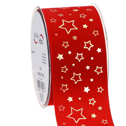 Produkt Wstążka świąteczna czerwona wstążka z gwiazdkami brzeg druciany 60mm 20m