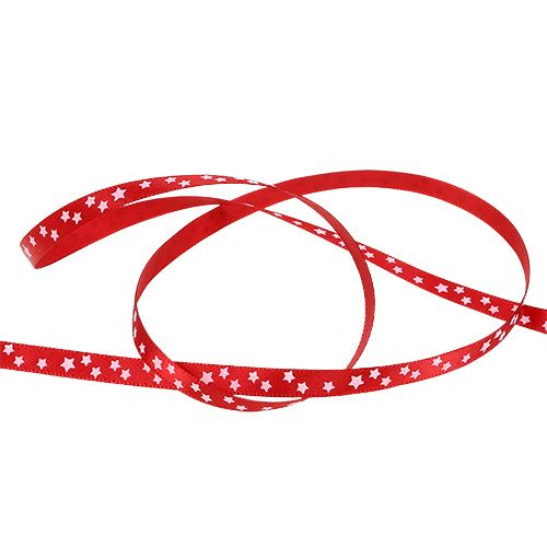 Floristik24 Wstążka świąteczna czerwona z gwiazdkami 6mm 20m