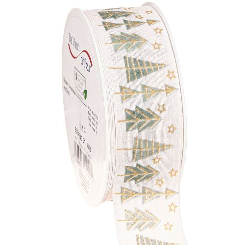 Produkt Wstążka świąteczna jodła wstążka prezentowa biała złota 40mm 18m