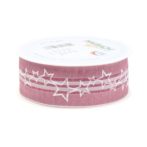 Floristik24 Wstążka świąteczna z gwiazdką stara różowa 35mm 15m