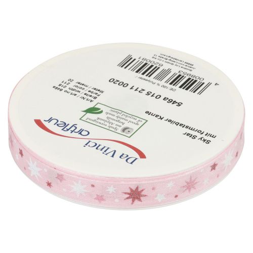 Produkt Wstążka prezentowa na Boże Narodzenie Wstążka różowa gwiazda 15mm 20m