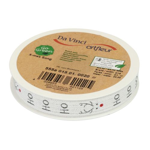 Produkt Wstążka prezentowa Świąteczna Wstążka świąteczna Hohoho biała 15mm 20m