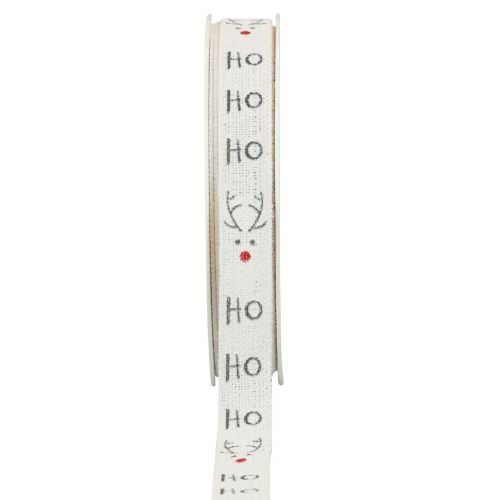 Wstążka prezentowa Świąteczna Wstążka świąteczna Hohoho biała 15mm 20m